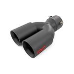 Exhaust Tip Black Red RC Logo 2.5-3 Inch Pipe Single Inlet Dual Outlet (96050) 1