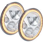 Pair Of 7" Round Amber Halo Vx Series LED Headlight W/ Low-High-Halo (9925967) 1 2