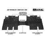 TPE Form Fitting Floor Liners Front and Rear 3 Piece  Black JK 4 Door 3