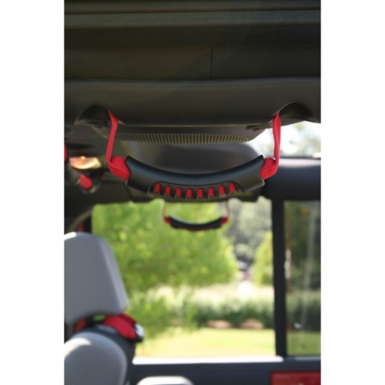 Rear Side Grab Handles Red; 07-16 Jeep Wrangler JKU