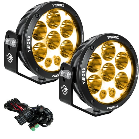 PAIR OF 6.7" CANNON ADV AMBER HALO 8 LED LIGHT MIXED BEAM INCLUDING HARNESS (1236217) 1 2