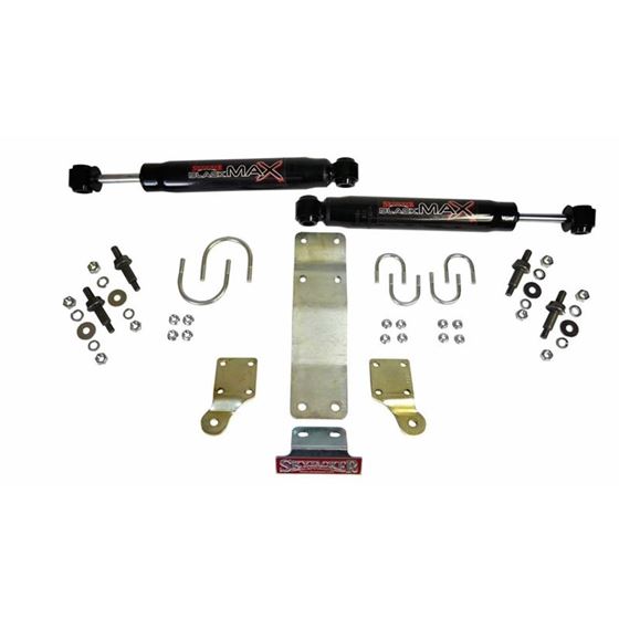 Steering Stabilizer Dual Kit Incl Black Max Steering Dampners Brackets Hardware For Use wHD Tie Rod