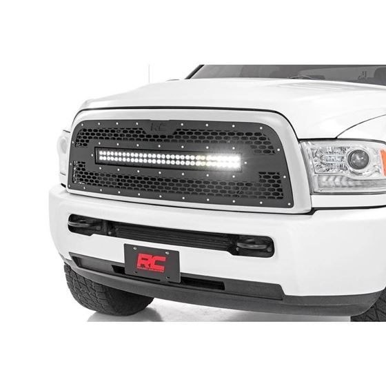 Dodge Mesh Grille w/30 Inch Dual Row Black Series LED 13-18 RAM 2500/3500 Rough Country 1