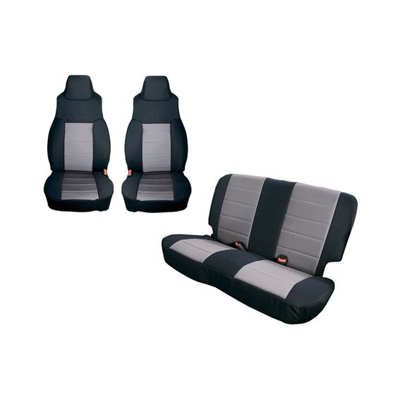 Seat Cover Kit Black/Gray; 97-02 Jeep Wrangler TJ