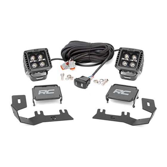 LED Ditch Light Kit - 2in Black Pair - White DRL - Chevy/GMC 1500 (14-18) (71054) 1