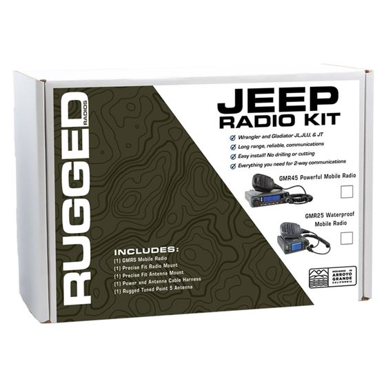 45 Watt GMR45 Jeep Wrangler JL JLU and Gladiator JT Two-Way GMRS Mobile Radio Kit 1