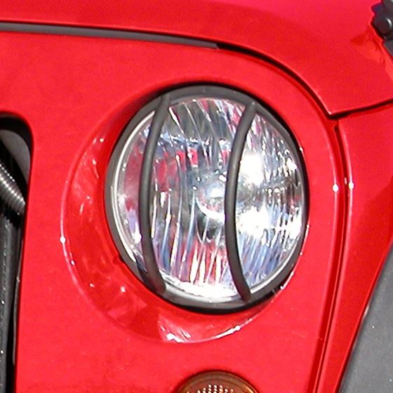 Headlight Euro Guards Black; 07-16 Jeep Wrangler JK