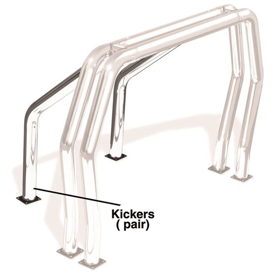 Bed Bar Component - Pair of Kickers (On wheel wells) - Polished Stainless 1