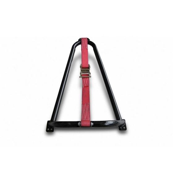 Gloss Black Bed Mounted Tire Carrier w Red Strap BM1TCRD 1