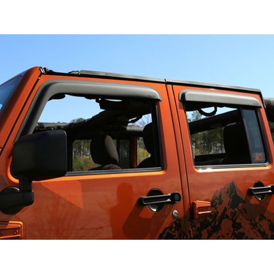 Window Visor Kit Matte Black; 07-18 Jeep Wrangler JK 4 Door 1