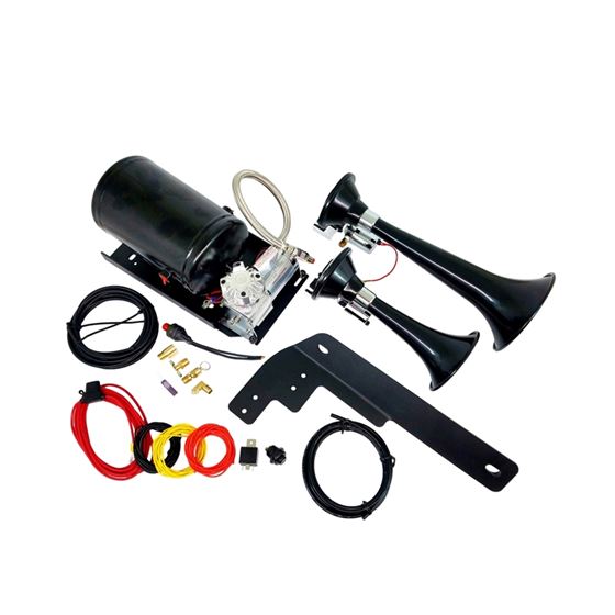 Complete BoltOn Train Horn System With 220 Dual Black Horn And 130 Psi Air Sytem GMTRK1 1
