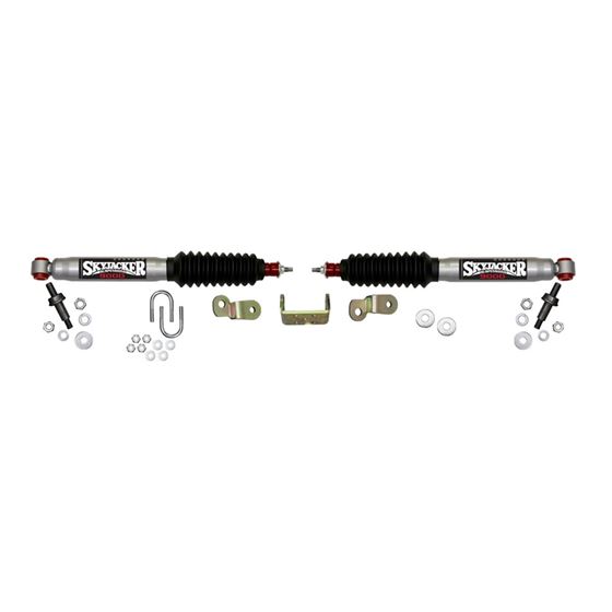 Steering Stabilizer Dual Kit For Use w34 Ton Vehicles Silver wBlack Boots Skyjacker 1