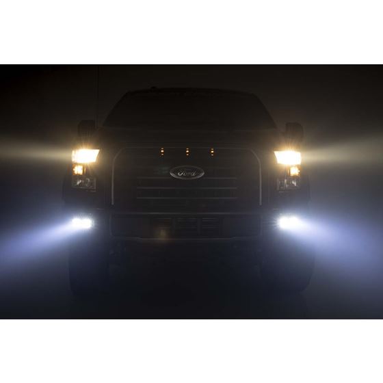 LED Light Kit Fog Mount Dual 2" Black Pairs SAE Ford F-150 (15-17) (70831) 3