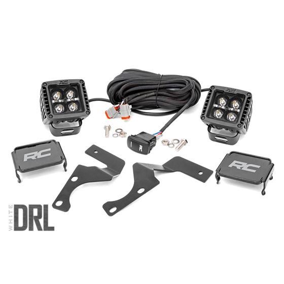 LED Light Kit Ditch Mount 2" Black Pair White DRL Toyota 4Runner (10-24) (70797) 1