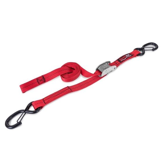 1 Inch x 6 Foot CAMLock Tie Down w Snap S Hooks Red 1