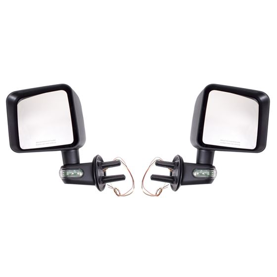 Door Mirror Kit with Turn Signals Black; 07-16 Jeep Wrangler JK