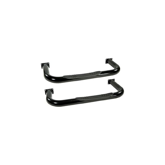 Round Tube Side Steps 3 Inch Black; 76-83 Jeep CJ5