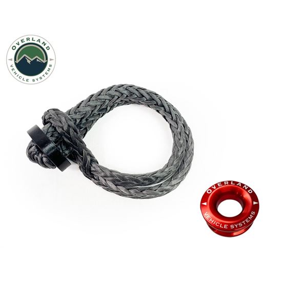 Combo Pack Soft Shackle 7/16" 41000 lb. With Collar and Recovery Ring 2.5" 10000 lb. Red 1
