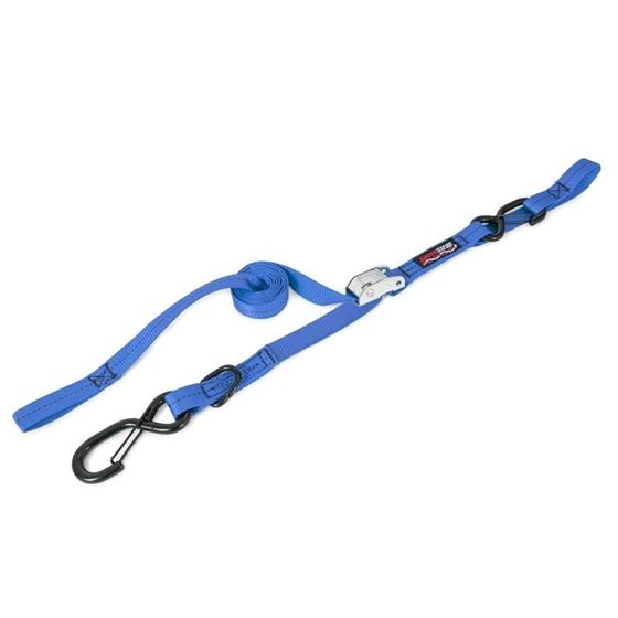 1 Inch x 6 Foot CamLock Tie Down with Snap SHooks and SoftTie Blue 1