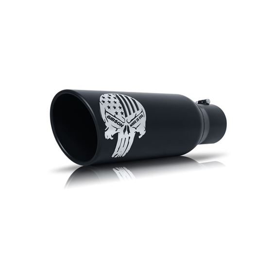 Gibson Performance Exhaust Patriot Skull Rolled Edge Angle Exhaust Tip