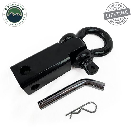 Receiver Mount Recovery Shackle 34 475 Ton With Dual Hole Black and Pin and Clip 1