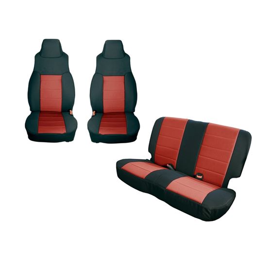 Seat Cover Kit Black/Red; 97-02 Jeep Wrangler TJ