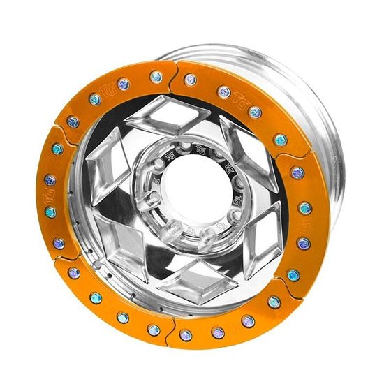 17x9 Inch Aluminum Beadlock Wheel 8 On 170MM With 500 Inch Back Space Orange Segmented Ring 1