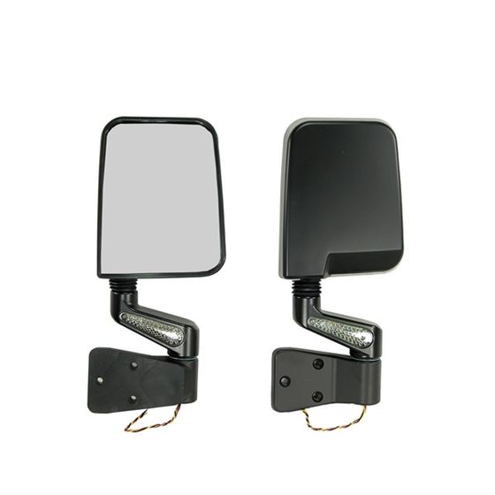 Door Mirror Kit LED Turn Signals Black; 87-02 Jeep Wrangler YJ/TJ