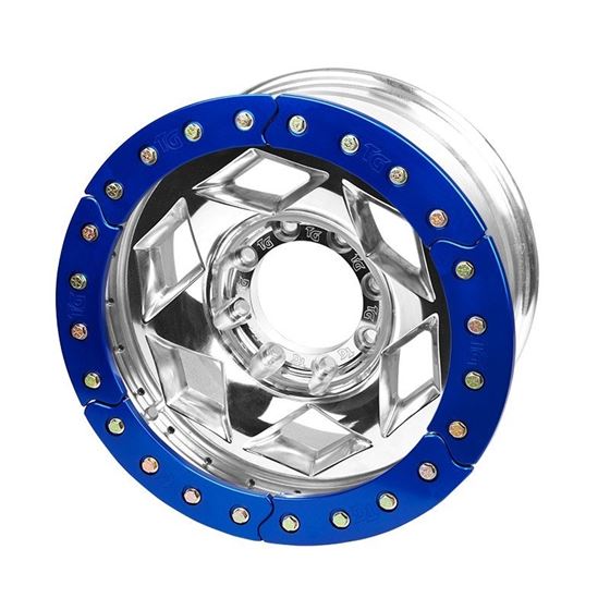 17x9 Inch Aluminum Beadlock Wheel 8 On 170MM With 500 Inch Back Space Blue Segmented Ring 1