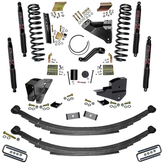 6 In. Lift Kit with Front Coils Rear Leaf Springs and Black MAX Shocks. (F23651KS-B) 1