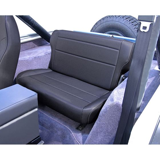 Fold and Tumble Rear Seat Black Denim; 76-95 Jeep CJ/Wrangler YJ