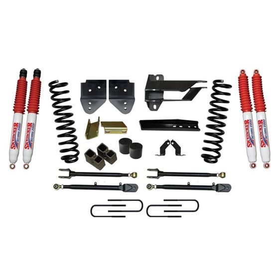 Suspension Lift Kit wShock 4 Inch Lift wAdjustable 4Links 1719 Ford F350 Super Duty Incl Front Coil