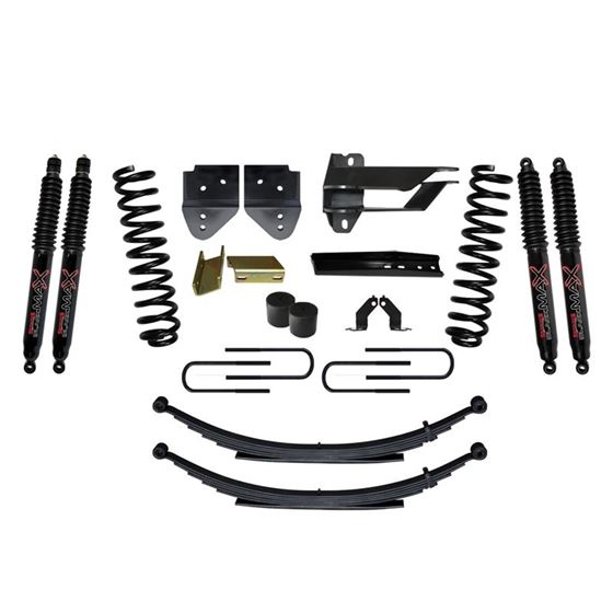 Suspension Lift Kit wShock 4 Inch Lift Incl Front Coil Springs Rear Leaf Springs Black MAX 8500 Shoc