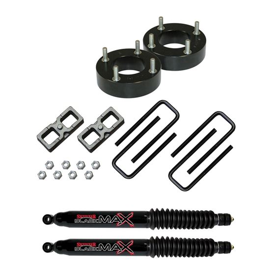 Suspension Lift Kit 0717 Tundra wShock Black MAX Shocks 2 Inch Front Lift Incl Metal Spacers Rear Bl