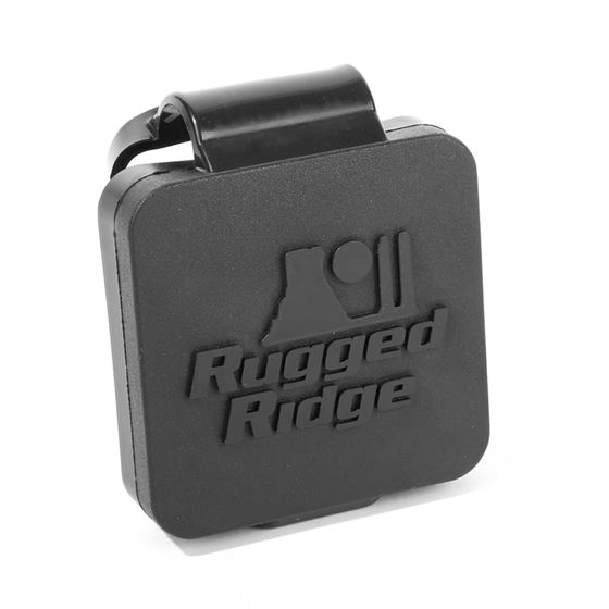 2 Inch Receiver Hitch Plug Black Rugged Ridge Logo