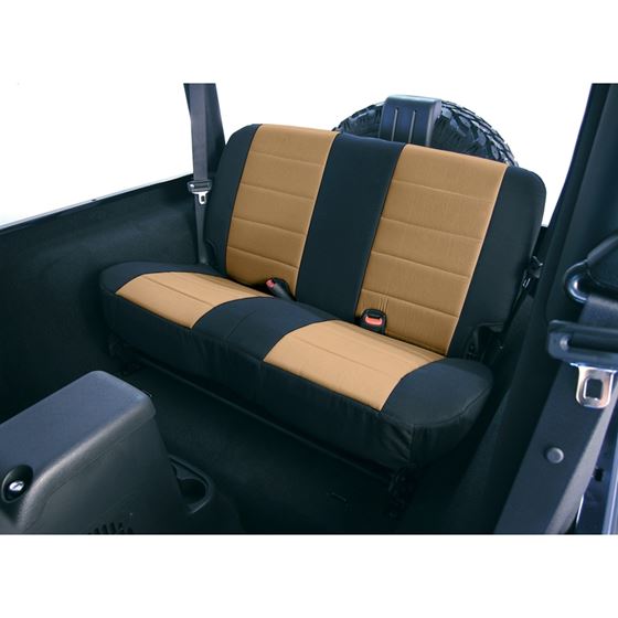 Fabric Rear Seat Covers Tan; 97-02 Jeep Wrangler TJ