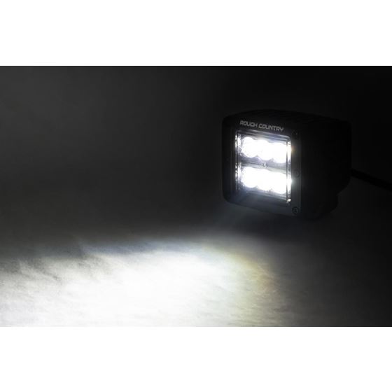 2 Inch Square Cree LED Lights Pair Black Series Flood Beam 3