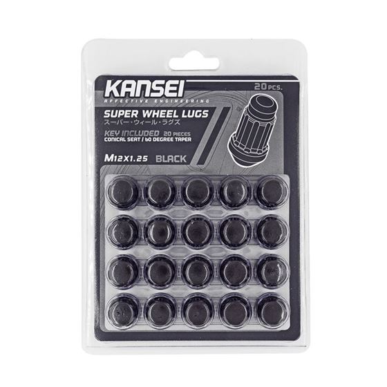Kansei 12x1.5 Black Spline Acorn (20pcs./Kit)