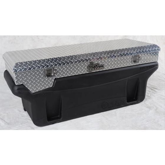 Compact Locking Aluminum Diamond Plate toolbox secures two compartments (9901170) 1
