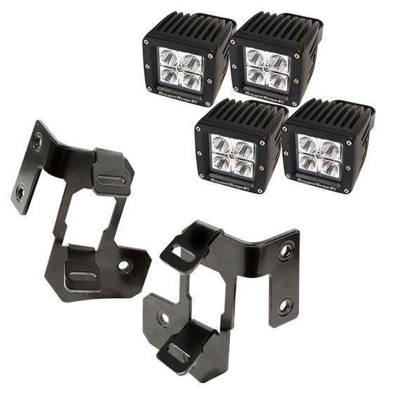 A-Pillar Light Mount Kit Semi-Gloss Black Square LED; 07-16 Wrangler