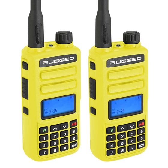 2 PACK - GMR2 Handheld GMRS FRS Radio pair - By Rugged Radios - High Visibility Safety Yellow 1