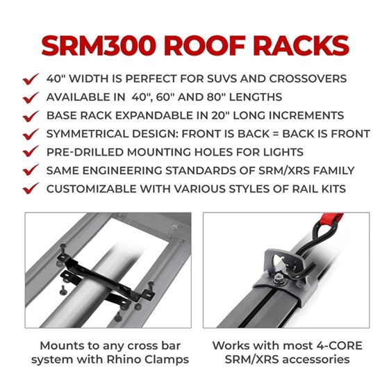 SRM300 Dual Rail Kit for 40" Long x 40" Wide Rack - Rails only (5933042T) 3