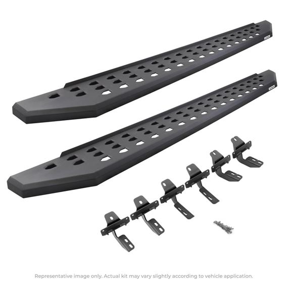 RB20 Running Boards with Mounting Brackets Kit - Textured Black - Double Cab 1