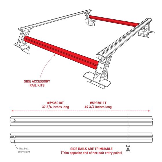 XRS Cross Bars 37 3/4" Side Rail Accessory Kit 3