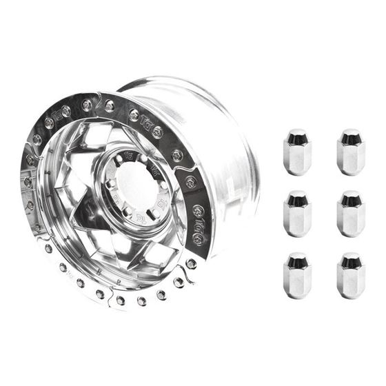 17x9 Aluminum Beadlock Wheel 6 On 55 W 375 Back Space Polished Segmented Ring With Lug Nuts 1