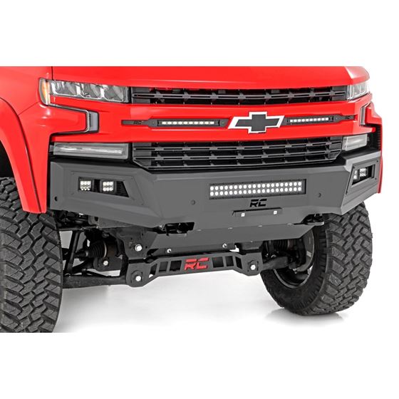 High Clearance Front Bumper LED Lights and Skid Plate 19-22 Chevy Silverado 1500 (10757A) 1