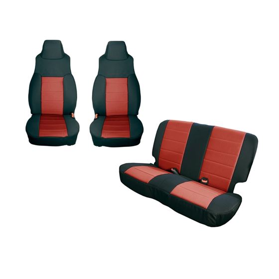 Seat Cover Kit Black/Red; 91-95 Jeep Wrangler YJ