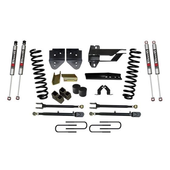 Lift Kit 4 Inch Lift wAdjustable 4Links 1719 Ford F350 Super Duty Includes Front Coil Springs Blocks