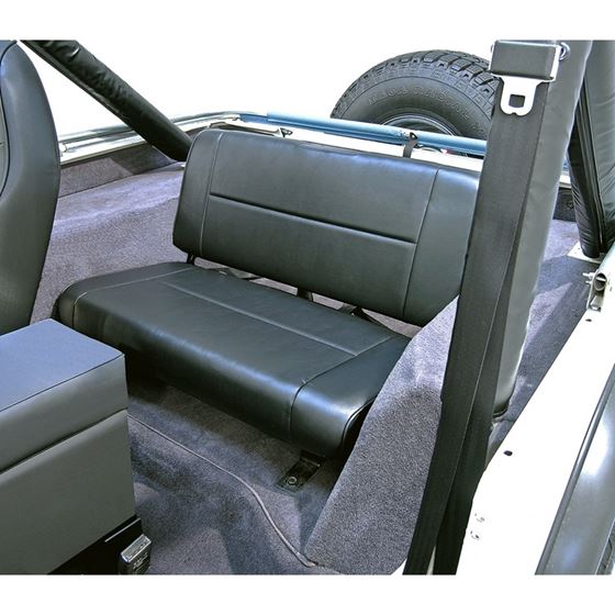 Fixed Rear Seat Black; 55-95 Jeep CJ/Wrangler YJ