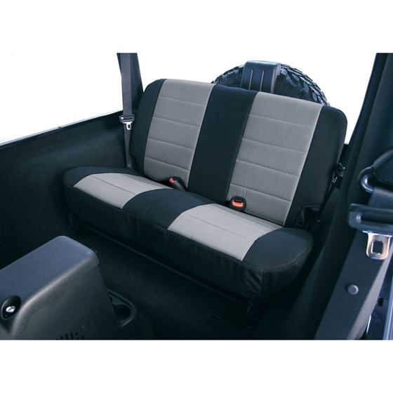 Fabric Rear Seat Covers Gray; 80-95 Jeep CJ/Wrangler YJ